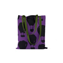 Le Jardin du Lin Printed Shopping Bag with Green Long Handles, Reusable Bag, Foldable, Fabric Bag, Size: 34 x 40 cm