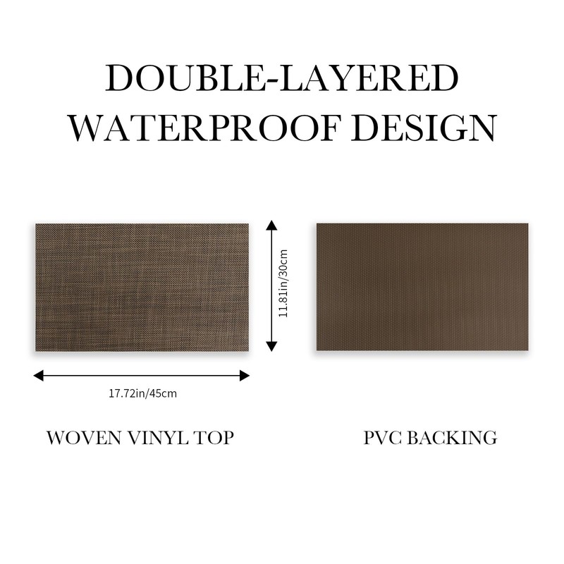 BACKTOEDEN Leakproof Placemats Set of 6, 2-Layer Waterproof placemat for
