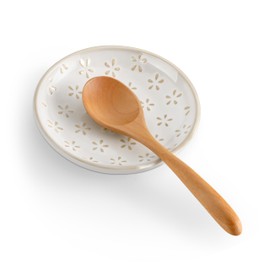 MALACASA Ceramic Spoon Rest for Stove Top, 4.8 inch Cooking Spoon Holder for Kitchen Counter,Utensil Rest for Ladle, Spatula, Spoons or Tongs, Modern Farmhouse Kitchen Décor - 01, Series LYDIA