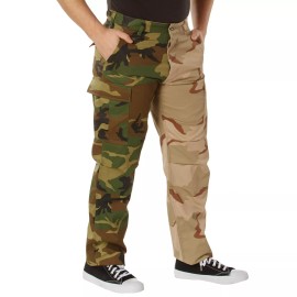 Rothco Two-Tone Camo BDU Pant - Woodland & Tri-Color Camo Two-Tone Army Fatigues - Large