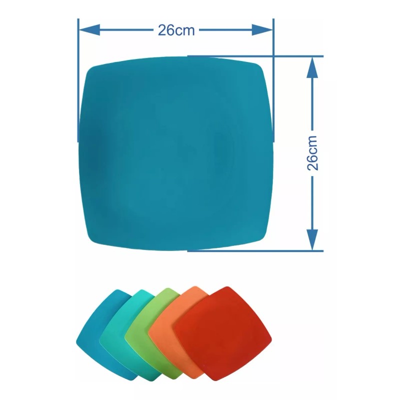 Boris 50 Platos Trinche De Colores Cuadrado Plástico 250ml