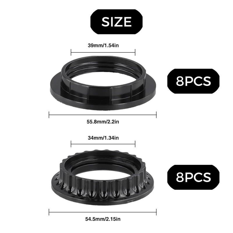 16 Pcs Lamp Shade Rings, 2 Size Lamp Shade Adapter