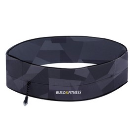 Build & Fitness Running Belt with YKK Zip and Key Clip - Fits All Smartphones, Keys, Cards - Bum Bag for Men and Women - Running, Jogging, Walking, Sports, Camouflage