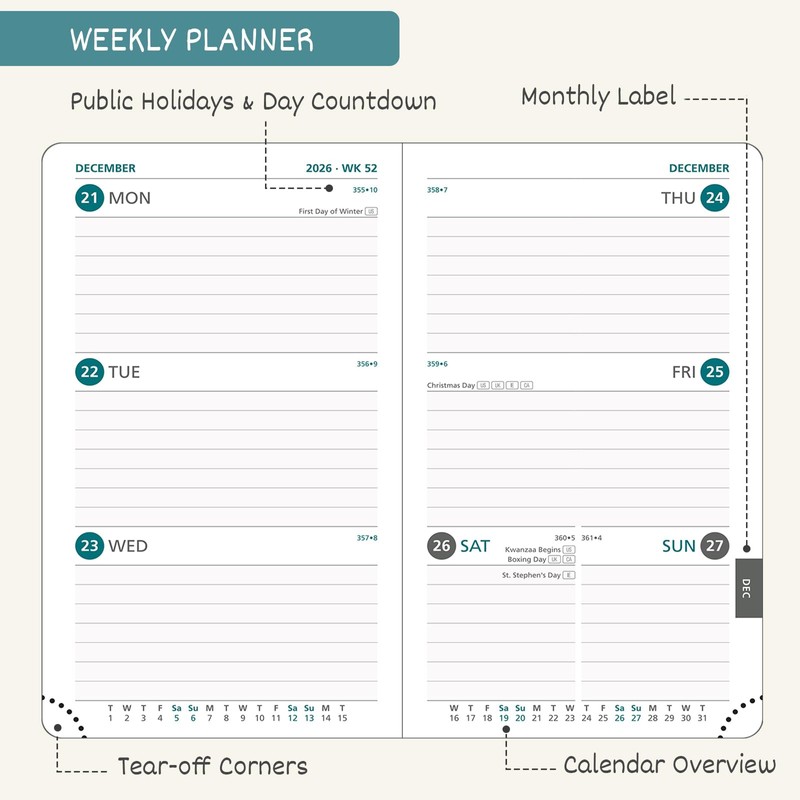BEZEND Pocket Calendar 2027, Weekly Monthly Planner for Purse (3.5"