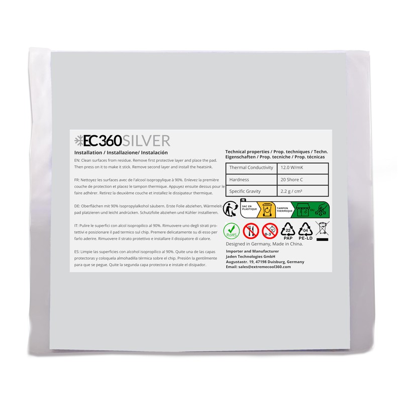 EC360® Silver 12W/mK Thermal Pad (100 x 100 x 2.0
