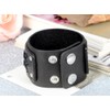 Flongo Wide Alloy Leather Bracelet Cuff Cuff Black Coffee Silver
