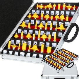 OLETBE 41 PCS 1/2 Inch Shank Router Bit Set, Extended Door Rail Cabinet Stile Router Bits Sets, Woodworking Milling Cutter Tools, Wood Router Grooving Tool(LINE)