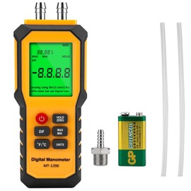 YZTMETER 5/16 Inches Diameter Pressure Port Digital Manometer, YZT Meter Dual Port Air Pressure Meter Pressure Gauge HVAC Gas Tester, Differential Pressure Manometer