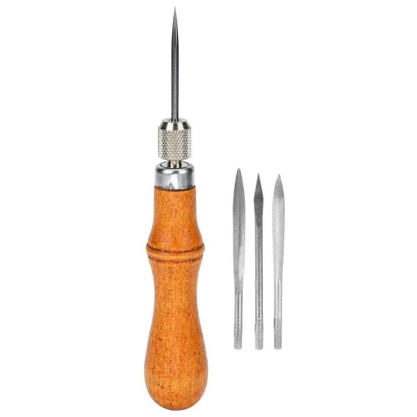 Hoseten Leather Awl Tool, Steel Hand Sewing Tool, Comfortable 4