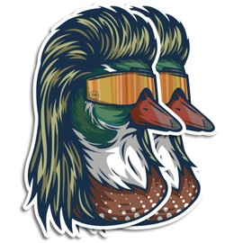 Sticky Expressions | Duck Mullet Sticker (2 Pcs) - Strong Adhesive, Waterproof, UV Resistant Duck Stickers Size 5" - Perfect Duck Decals for Trucks, Cars, Laptops, Tumblers etc.