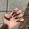 Magnetic Leopard Handmade Nail Tips - Long Almond / 마그네틱