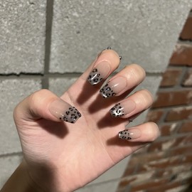 Magnetic Leopard Handmade Nail Tips - Long Almond / 마그네틱 호피 수제네일팁 - 롱아몬드