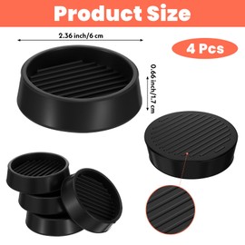 Wanmu 4 Pcs Round Rubber Caster Cups, 2.4x2.4 Anti-Sliding Furniture Pads Feet, Non Slip Hardwoods Floor Protector, Anti Skid Bed Stopper for Desk Chair Couch Table (Black)
