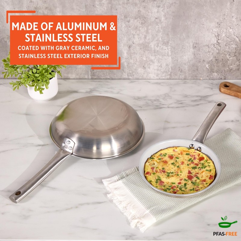 IMUSA 8” & 10” Stainless Steel Frying Pan Set with