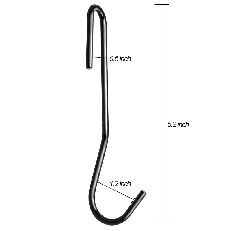 ESFUN 12 Pack Heavy Duty S Hooks, Black Pot Rack