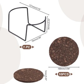 AHANDMAKER Set of 10 Dark Cork Coasters, Absorbent Coasters for Drinks with Holder Cork Coaster Drink Coaster Cup Mats for Tabletop Protection, Office, Kitchen, Table Decor