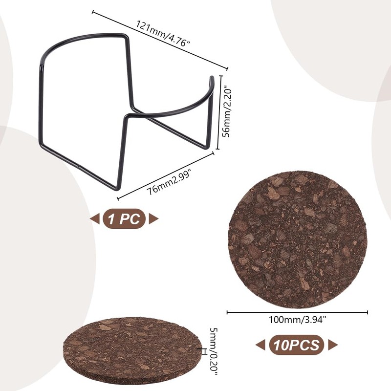 AHANDMAKER Set of 10 Dark Cork Coasters, Absorbent Coasters for