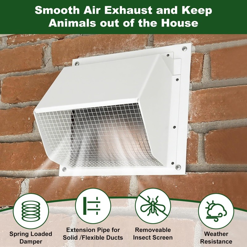 Wall Vent Cap for Microwave,Range Exhaust,Bath Ventilation fan,Commercial Range Hood,Vent