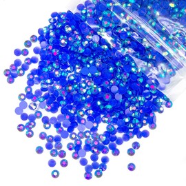 qiipii 1550PCS 5mm Royal Blue AB Resin Rhinestones Dark Blue AB Flatback Jelly Resin Stones Bulk SS20 Non-Hotfix Diamonds Gems Charms for Nails Face Eyes Makeup Tumblers Bottles DIY Crafts Decor Shoes