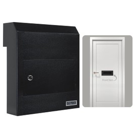 Durabox Through-the-Door Drop Box Deposit Safe 12 x 6 x 15" - Heavy Duty Steel Mailbox with Lock for Receiving Mail, Checks, Letters, Cash and more for Home, Office and Commercial Use (D500) (Black)