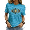 Women's Southwest Tribe Printed T-Shirt Boho Style Casual Round Neck