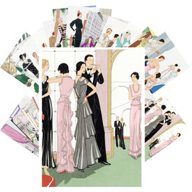 PIXILUV Vintage Postcards (24 pcs 4"x6" ea) Gorgeous Art Deco Style Drawings of Well Dressed People at Parties Vintage Postcards Retro Greeting Card Book Illustration Reprint