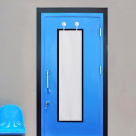 NICETOWN Sidelight Door Curtains for Small Windows, Room Darkening Sides Shades Heavy Duty Faxu Linen Door Blinds Privacy for Classroom Window, 1 Panel, Greyish White, W10 x L35