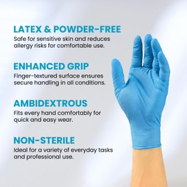 Disposable Nitrile Gloves, Extra Large, Work Gloves, Cleaning, Kitchen, Industrial, Blue, XL Duracore E2940 (1)