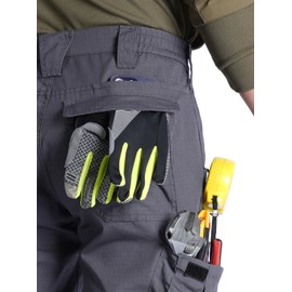 SPOSULEI Mens Cargo Pants Ripstop Work Hiking Pants Outdoor Breathable Quick Dry Stretch Tactical Construction Travel Working Pants with 9 Pockets Dark Grey 34Wx32L