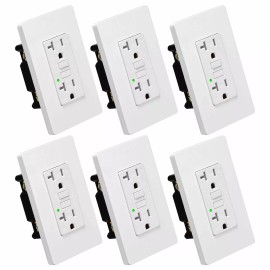 Unbranded/ Universal 20AMP GFCI Outlet Receptacle Tamper Resistant WR Electrical Outlets w/Plate x6PK