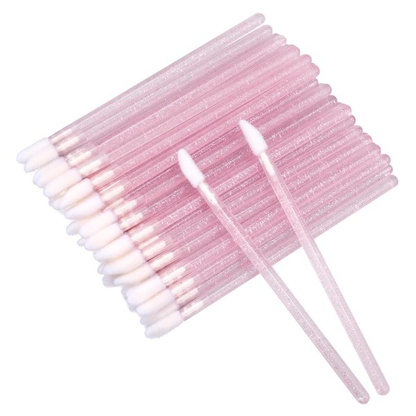 G2PLUS Pack of 300 Disposable Crystal Lip Brushes, Pink Lip Gloss Lipstick Brush Gloss Stick Applicators