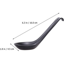MIZOXY 10-Piece Set of Black Soup Spoons - Versatile Japanese, Chinese, and Asian Style Spoons for Soups, Rice, Wontons, Ramen, Pho - Ideal for Restaurants, Home, Hotels, and Food Shops
