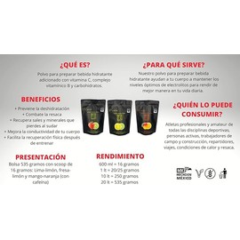 RUTS Energy ELECTROLITOS EN POLVO FRESA-LIMÓN (535 GRAMOS)