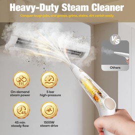Newbealer Handheld Steamer for Cleaning, Stainless Steel Boiler, 12-Piece Accessory Kit, Max 5 Bar Pressure, Multi-Purpose Steam Cleaner for Floors, Cars, Furniture, Upholstery, and More