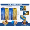 Parxara 4-Pack Blue Gold Foil Fringe Curtain,Party Decoration Streamer
