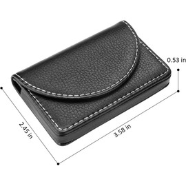 Cartera porta tarjetas de presentación de cuero para hombres o mujeres, tarjetero de bolsillo con cierre magnético, apto para 25 tarjetas de presentación, color negro