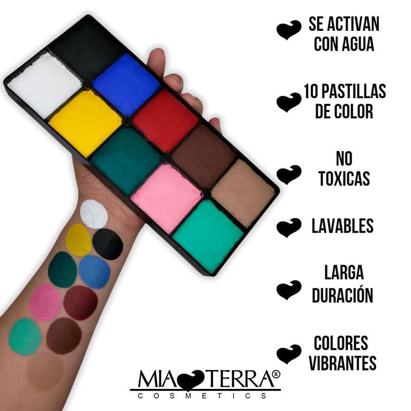 Paleta Profesional Base Agua para Body paint - MIA TERRA