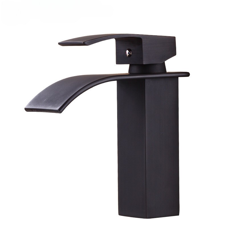 Faucet Waterfall Bathroom Faucets 1 Hole, Matte Black & Shiny