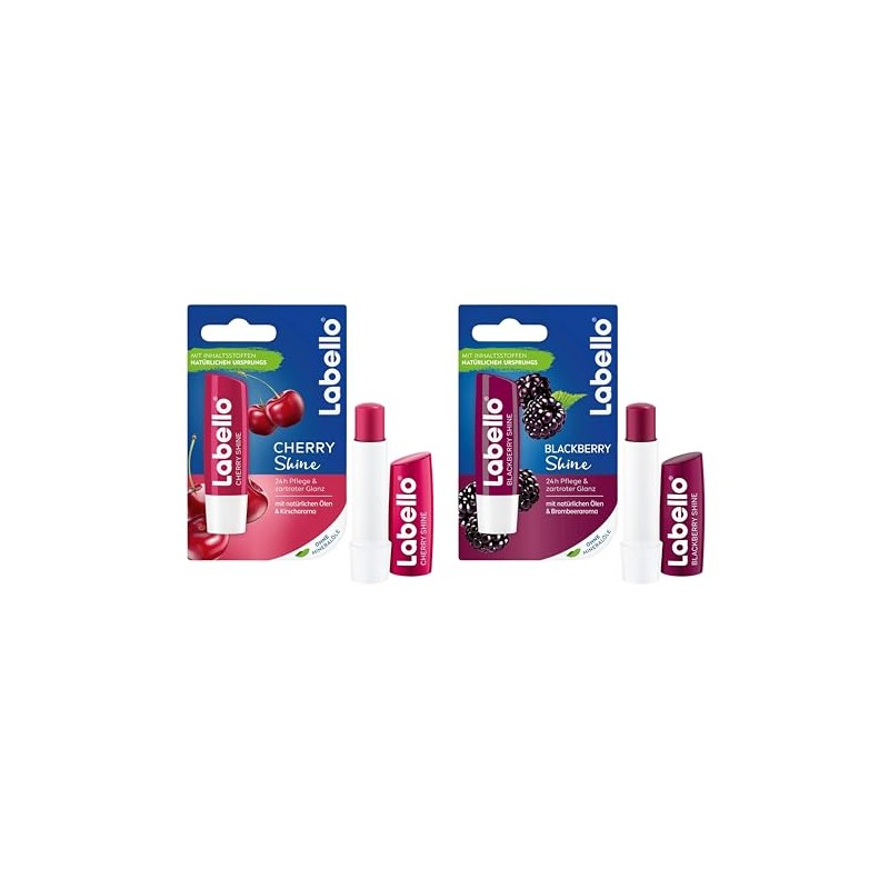 Labello Lip Balms Set, 1x Cherry With 1x Blackberry Lip