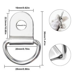 Ceeyoll Pack of 20 D Ring Lashing Eyelets, Load Securing D Rings, Safety Anchor, D Ring Anchor, Pendant Lashing Eyelets, D Ring Lashing Eyelet, for Mechanics, Trailers, Trucks, Camping