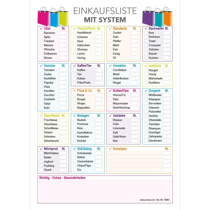 PRICARO 3 x A5 25 Sheets Magnetic Shopping List -