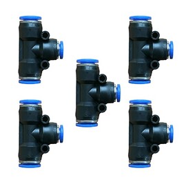 5 Pcs 10mm x 8mm x 10mm Pneumatic T Shaped 3 Way Tube Reducer Connector,Quick Push to Connect Tee Fitting