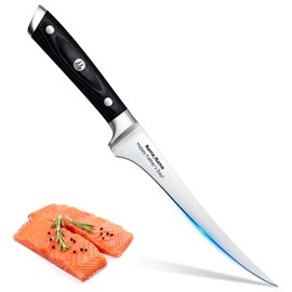 SHAN ZU Customize Fillet Knife 7 Inch- Edge Deboning Fish and Meat Boning Knife, Professional Super Sharp Fish Knives Full Tang Handle, Write Blessing for Father's Day Gift