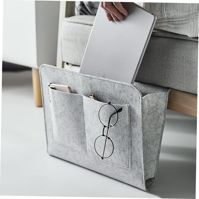 LIFKOME 1pc Felt Bedside Organizer Portable Storage Bag with Multiple