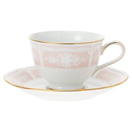 Noritake ノリタケ カップ & ソーサー ( コーヒー ティー 兼用) 220cc レースウッドゴールド ピンク ファインポーセレン Y9587A/1507-4