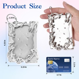 Clofiak Electroplate Photocard Holder Keychain, Plastic Frame Kpop, Photo Card Holder Keychain, Irregular Plating ID Badge Holder Photo Display Holder for Student Card Case Stationery Office Supplies