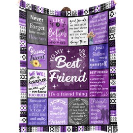 Best Friend Blanket, Best Friend Birthday Gifts for Women - Friendship Gift to My Best Friend, Bestie, BBF, Soul Sister, Long Distance Blanket Gifts 50x60in