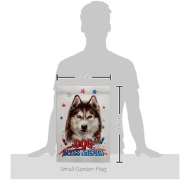 Breeze Decor Patriotic Brown Siberian Husky Garden Flag-Set with Stand Dog Puppy Spoiled Paw Canine Fur Pet Nature Farm Animal Creature House Banner Small Yard Gift Double-Sided, Made in USA