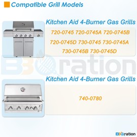 BBQration Grill Grates Replacement Parts for Kitchen Aid 720-0745B 720-0745 720-0745A 740-0780 730-0745 860-0012, Grill Grates for Kitchenaid Grill Replacement Parts, 18 7/8" x 9 7/8" Each