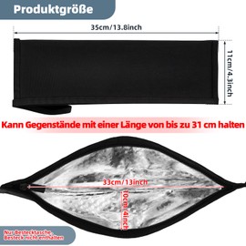 Cutlery Bag for Travel, Aluminium Lining Cutlery Bags with Zip, 35 x 11 cm, Storage Bag for Camping, Can Hold Items up to 31 cm (Black, Pack of 2)